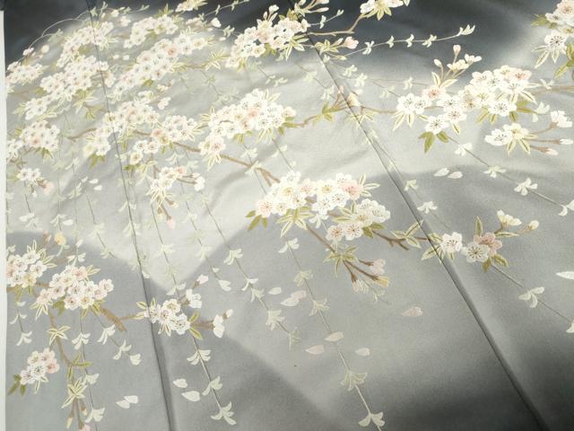 平和屋着物●総刺繍　訪問着　枝桜　暈し染め　金糸　三越扱い　正絹　逸品　AABH8904cs