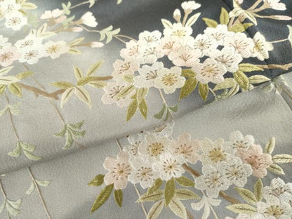 平和屋着物●総刺繍　訪問着　枝桜　暈し染め　金糸　三越扱い　正絹　逸品　AABH8904cs