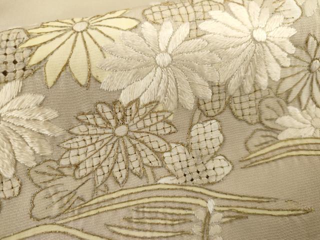 平和屋着物●総刺繍　訪問着　駒刺繍　中国三大刺繍　汕頭刺繍　スワトウ刺繍　立波花松文　暈し染め　金糸　正絹　逸品　AABH8906cs
