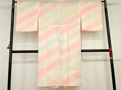 平和屋着物●長襦袢　無双仕立て　霞斜縞　暈し染め　正絹　逸品　AABH8907cs