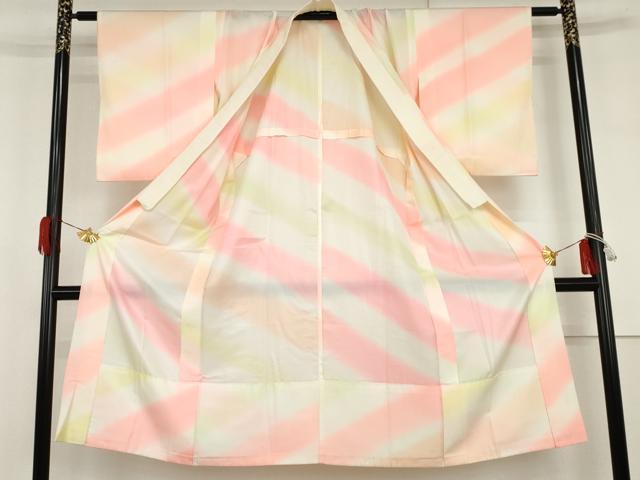 平和屋着物●長襦袢　無双仕立て　霞斜縞　暈し染め　正絹　逸品　AABH8907cs
