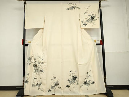 平和屋着物●訪問着　手描き　枝葉文　金彩　高島屋扱い　正絹　逸品　未使用　AABH8910cs
