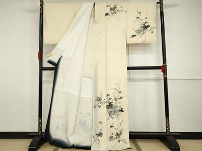 平和屋着物●訪問着　手描き　枝葉文　金彩　高島屋扱い　正絹　逸品　未使用　AABH8910cs