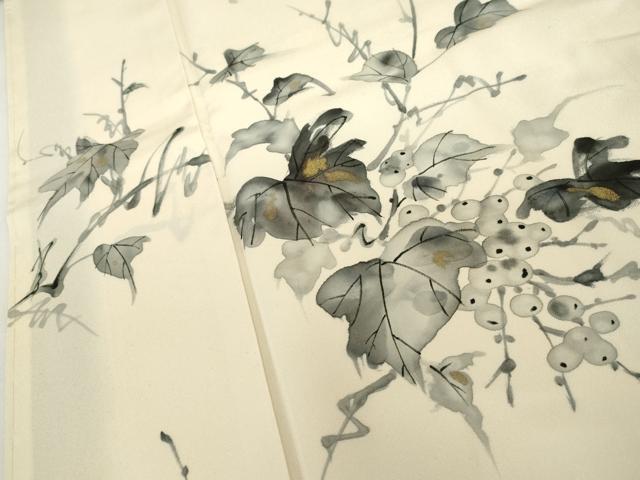 平和屋着物●訪問着　手描き　枝葉文　金彩　高島屋扱い　正絹　逸品　未使用　AABH8910cs