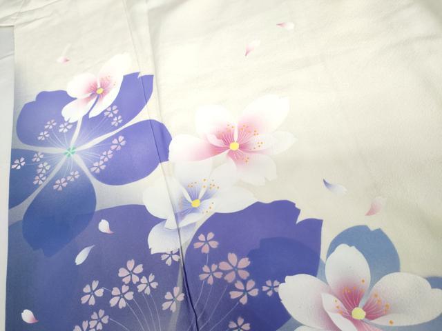 平和屋着物●豪華振袖　舞桜文　暈し染め　正絹　逸品　AABH8911cs