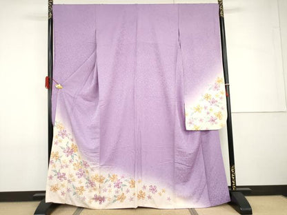 平和屋着物●豪華振袖　草花文　暈し染め　正絹　逸品　AABH8912cs