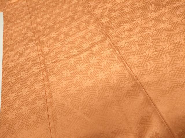 平和屋着物●上質な色無地　草花地紋　黄丹色　正絹　逸品　AABH8926cs