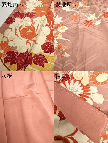 平和屋着物●アンティーク　大正ロマン　訪問着　飾花文　金彩　正絹　逸品　AABH8929cs