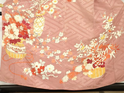 平和屋着物●アンティーク　大正ロマン　訪問着　飾花文　金彩　正絹　逸品　AABH8929cs