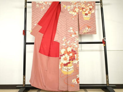 平和屋着物●アンティーク　大正ロマン　訪問着　飾花文　金彩　正絹　逸品　AABH8929cs