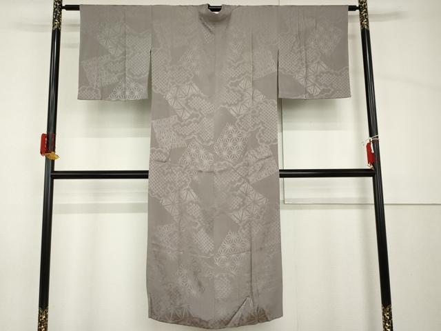 平和屋着物●長襦袢　袷　吉祥色紙地紋　源氏鼠色　正絹　逸品　AABH8933cs