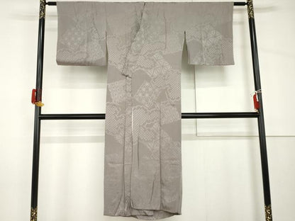 平和屋着物●長襦袢　袷　吉祥色紙地紋　源氏鼠色　正絹　逸品　AABH8933cs