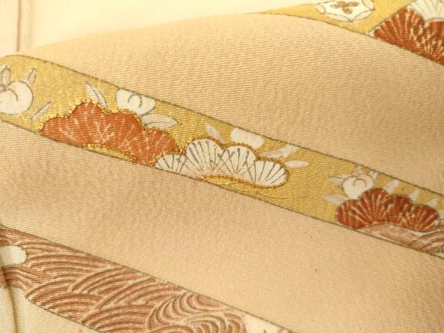 平和屋着物●訪問着　友禅　駒刺繍　松竹梅文　金彩　正絹　逸品　AABH8936cs