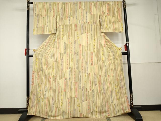 平和屋着物●上質な小紋　ろうけつ染　舞花文　鬼しぼ縮緬　高島屋扱い　正絹　逸品　AABH8937cs