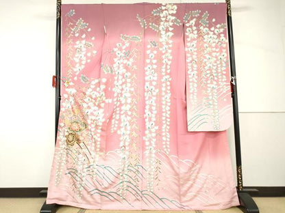 平和屋着物●豪華振袖　花車文　暈し染め　金彩　金通し地　正絹　逸品　未使用　AABH8938cs