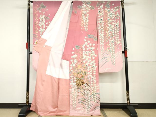 平和屋着物●豪華振袖　花車文　暈し染め　金彩　金通し地　正絹　逸品　未使用　AABH8938cs