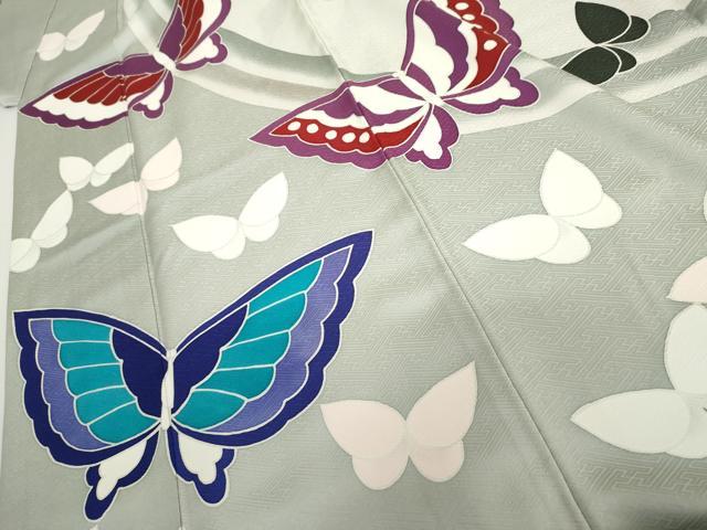 平和屋着物●豪華振袖　舞蝶文　正絹　逸品　AABH8939cs