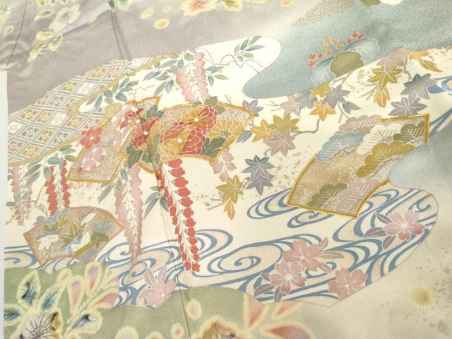 平和屋本店●極上　訪問着　駒刺繍　更紗唐草文　金彩　桜色地　逸品　未使用　CYAA4951s6 平和屋本店○極上 訪問着 駒刺繍 更紗唐草文 金彩 桜色地 逸品 未使用