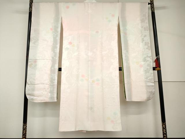 平和屋着物●振袖用長襦袢　袷　扇面花地紋　暈し染め　正絹　逸品　AABH8944cs