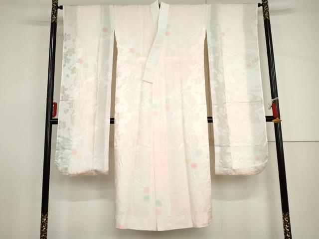平和屋着物●振袖用長襦袢　袷　扇面花地紋　暈し染め　正絹　逸品　AABH8944cs