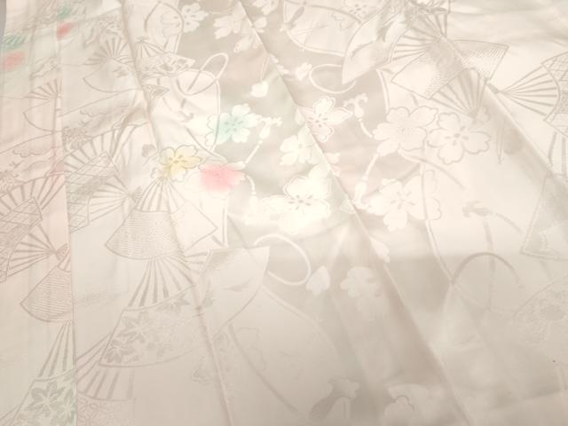 平和屋着物●振袖用長襦袢　袷　扇面花地紋　暈し染め　正絹　逸品　AABH8944cs