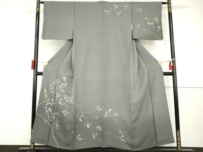 平和屋着物●訪問着　ろうけつ染　枝花文　暈し染め　正絹　逸品　AABH8945cs