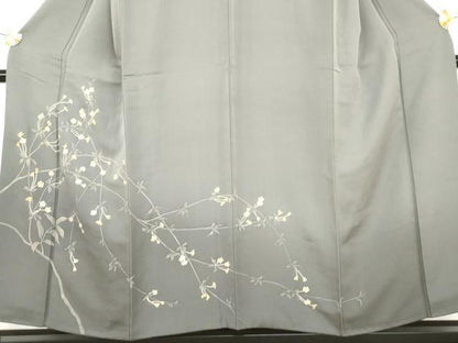 平和屋着物●訪問着　ろうけつ染　枝花文　暈し染め　正絹　逸品　AABH8945cs