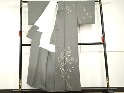 平和屋着物●訪問着　ろうけつ染　枝花文　暈し染め　正絹　逸品　AABH8945cs