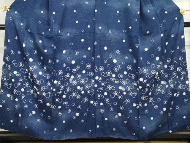 平和屋着物●訪問着　藍　雪輪花文　金彩　正絹　逸品　AABH8948cs
