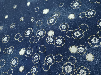 平和屋着物●訪問着　藍　雪輪花文　金彩　正絹　逸品　AABH8948cs