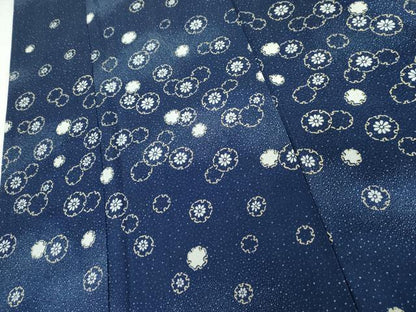 平和屋着物●訪問着　藍　雪輪花文　金彩　正絹　逸品　AABH8948cs