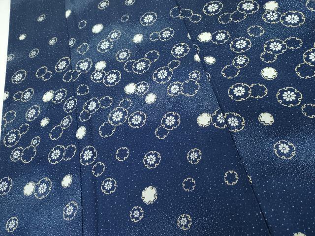 平和屋着物●訪問着　藍　雪輪花文　金彩　正絹　逸品　AABH8948cs