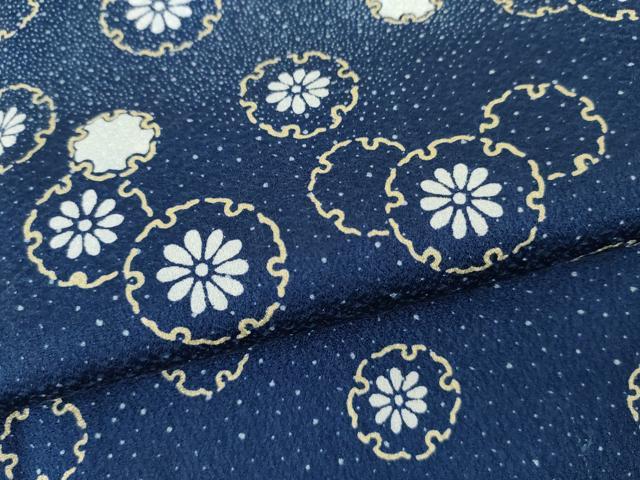 平和屋着物●訪問着　藍　雪輪花文　金彩　正絹　逸品　AABH8948cs