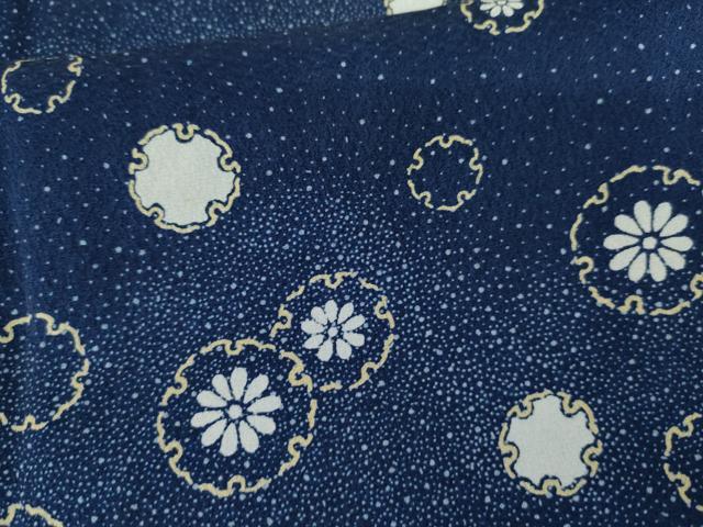 平和屋着物●訪問着　藍　雪輪花文　金彩　正絹　逸品　AABH8948cs