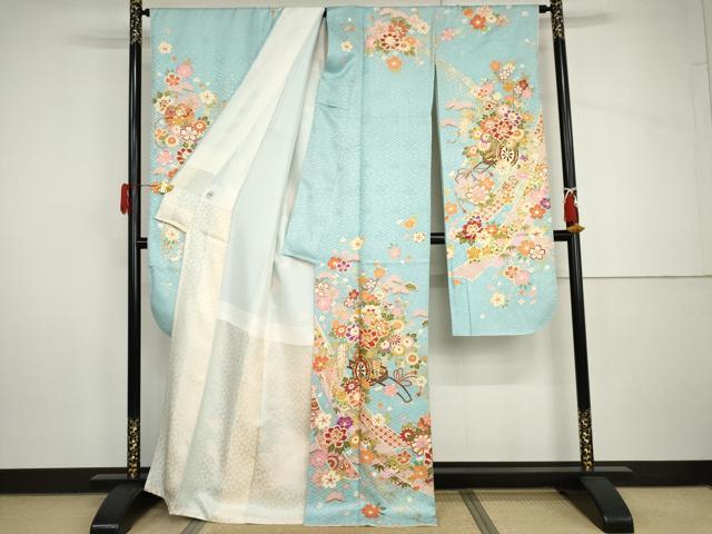 平和屋着物●豪華振袖　花車毬文　金彩　京都きもの友禅扱い　正絹　逸品　AABH8949cs