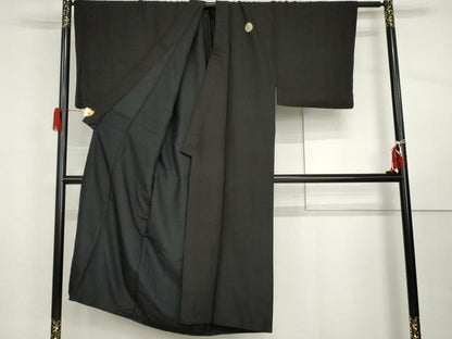 平和屋着物●男性　黒紋付　正絹　逸品　AABH8950cs