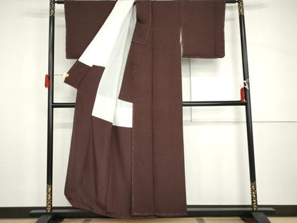 平和屋着物●上質な色無地　流水地紋　濃色　正絹　逸品　未使用　AABH8951cs