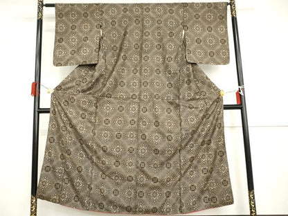 平和屋着物●本場大島紬　龍郷絣　花菱文　正絹　逸品　AABH8952cs