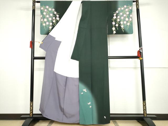 平和屋着物●世界的人形師　辻村寿三郎　ジュサブロー　訪問着　枝垂れ花文　暈し染め　金彩　正絹　逸品　AABH8953cs