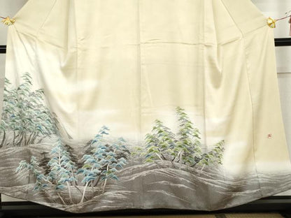 平和屋着物●豪華色留袖　作家物　枝花文　正絹　逸品　AABH8955cs