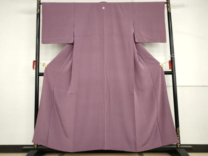 平和屋着物●上質な色無地　京紫色　正絹　逸品　AABH8960cs