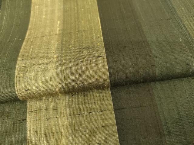 平和屋着物●訪問着　紬地　片身替わり　縞　正絹　逸品　AABH8961cs