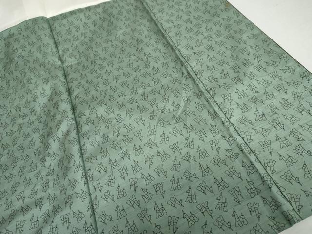 平和屋着物●訪問着　紬地　片身替わり　縞　正絹　逸品　AABH8961cs