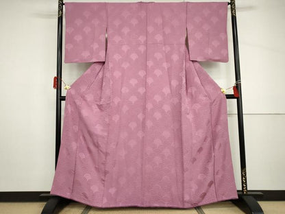 平和屋着物●上質な色無地　青海波地紋　菖蒲色　正絹　逸品　AABH8962cs