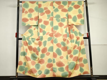 平和屋着物●上質な小紋　石畳文　暈し染め　正絹　逸品　AABH8963cs