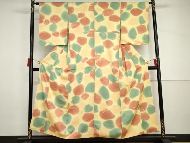 平和屋着物●上質な小紋　石畳文　暈し染め　正絹　逸品　AABH8963cs