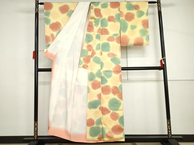 平和屋着物●上質な小紋　石畳文　暈し染め　正絹　逸品　AABH8963cs