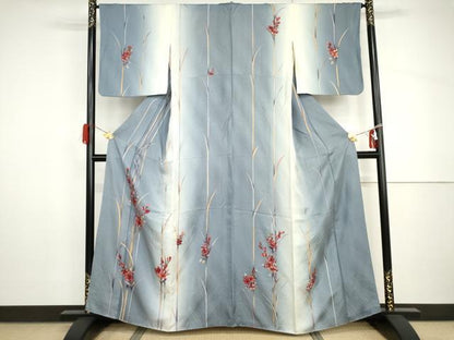 平和屋着物●訪問着　手描き　枝花文　暈し染め　正絹　逸品　AABH8967cs