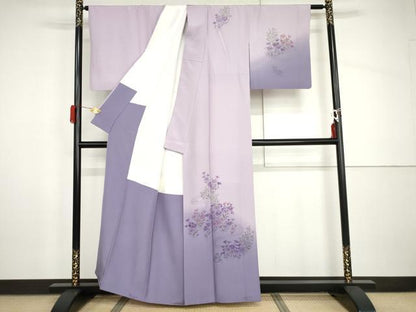 平和屋着物●訪問着　作家物　洋子　手描き　流水草花文　暈し染め　正絹　逸品　AABH8969cs