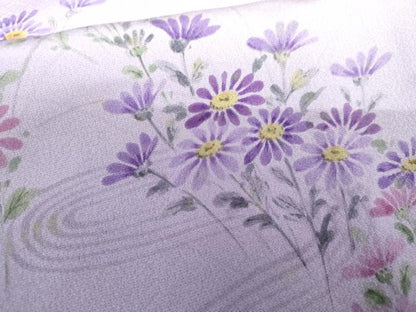 平和屋着物●訪問着　作家物　洋子　手描き　流水草花文　暈し染め　正絹　逸品　AABH8969cs